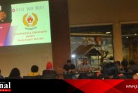 Ketua klub Garuda Jaya sekaligus ketua PAMI Kudus menyampaikan Visi dan Misi sebagai kandidat bakal calon  ketua KONI Kudus dihadapan Pengkab (Foto : Aik) 