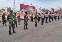 Petugas gabungan mengikuti Apel Kesiapsiagaan PPKM Darurat di Mapolres Blora (Foto:Istimewa)