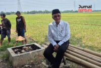 Menteri Kementerian Pekerjaan Umum RI, Dody Hanggodo saat melihat langsung daerah irigasi Bendungan Logung di salurah irigasi di area persawahan kerawang turut Desa Hadiwarno, Kecamatan Mejobo Kudus pada Sabtu, 6 September 2025. (J03/A01)
