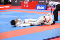 Pertandingan Ju-jitsu dalam ajang PON Bela Diri Kudus 2025 di Djarum Arena, Kaliputu, Kudus. (Foto: Istimewa) 
