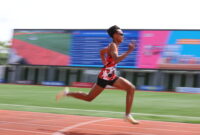Aksi Irgi Candra Pranata, siswa kelas XII SMAN 2 Bae Kudus yang turun di nomor lari 100 meter, lari 400 meter dan estafet 4 x 400 meter KU 18. Sebelumnya Irgi memperoleh prestasi bagus di ajang Popnas 2025 dengan memboyong medali emas di nomor estafet 4 x 400 meter. (Foto: Istimewa) 