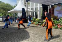 Permainan gobak sodor yang ditampilkan dalam Festival Dolanan Anak Tradisional di Museum Situs Purbakala Patiayam Kudus. (Foto: J05)