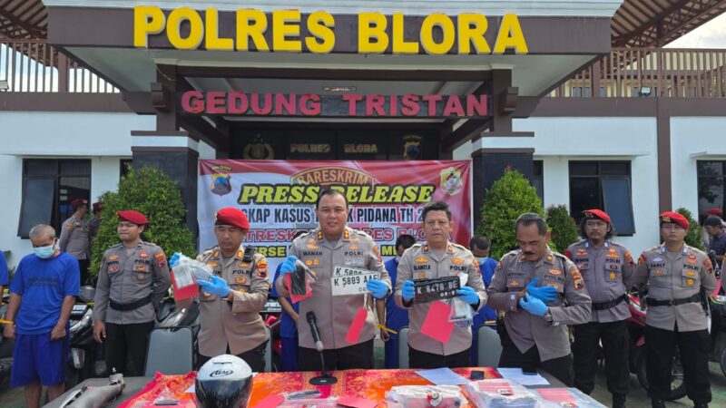 Jumpa pers pencurian motor di Polres Blora (Foto : Humas Polres Blora)