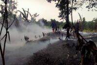 Kobaran Api saat sebelum dipadamkan. (Foto: JP) 