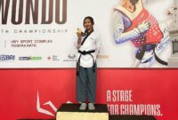 Evyta Novellia Putri, mahasiswi Program Studi Psikologi Universitas Muria Kudus (UMK), yang berhasil menorehkan prestasi pada ajang Gubernur Jateng Cup Taekwondo Open Tournament 2026. (Foto: Istimewa) 