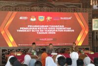 Peluncuran program berlangsung di Pendapa Kabupaten Kudus Komisi Pemilihan Umum (KPU) Kabupaten Kudus resmi meluncurkan program Pemilihan Ketua OSIS Serentak tingkat SLTA Tahun 2026 di Pendapa Kabupaten Kudus, Selasa (28/7/2026) (Foto: JP)