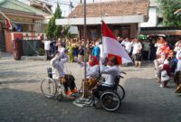 Difabel Kudus mengadakan upacara bendera dalam rangka memperingati HUT ke-81 Kemerdekaan Republik Indonesia. (Foto: J05) 