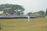 Ratusan pelajar di Gondoharum Jekulo mengikuti Upacara Bendera HUT RI di lapangan Gondoharum (Foto:Istimewa)
