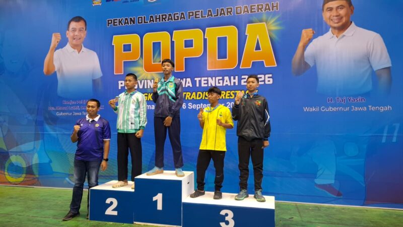Perjuangan atlet pelajar Kudus dalam Popda Jateng 2026. Meski finis di peringkat ke-14, sejumlah prestasi berhasil ditorehkan dengan raihan 13 medali emas. foto: istimewa