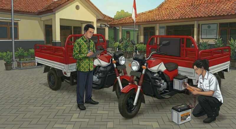 Bentor KDMP Prambatan Kidul di Kabupaten Kudus ditemukan sudah rusak. (Foto: Ilustrasi AI) 