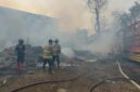 Petugas Damkar berusaha memadamkan titik api. Foto: ist