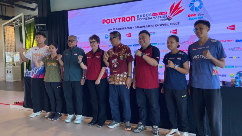Konferensi pers, Turnamen bulutangkis Polytron Kudus Indonesia Masters 2026 yang akan bergulir di Djarum Arena 2, Kaliputu, Kudus, Jawa Tengah pada 20 hingga 25 Oktober 2026. (Foto: J05) 