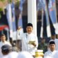 Bupati Kudus, Sam'ani Intakoris saat mempin apel peringatan Hari Santri pada Kamis, 22/10/2026.(Foto: Istimewa) 